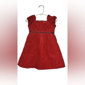 Ralph Lauren red corduroy dress with plaid ribbon 12mths